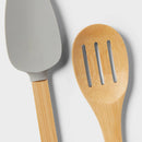 10pc Bamboo Utensil Set with Silicone Natural Wood