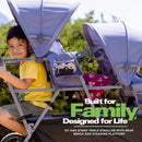 Big Caboose Triple Stroller with Rear Bench and Standing Platform - Jet