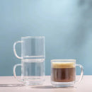 Haven 13.5 oz Fluted Stackable Double Wall Glass Mugs, Set of 6