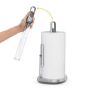Standing Paper Towel Holder with Spray Pump - Brushed Stainless Steel
