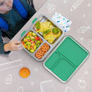 Stainless Steel Leakproof 3-Compartment Lunch Box - Green