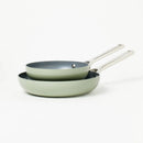 8" & 10" Nonstick Ceramic Coated Aluminum Frypan Set- Sage Green
