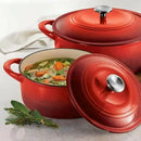 Enameled Cast Iron Dutch Ovens 2 Pack - Red