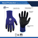 General Electric Unisex Dipped Gloves Black/Blue M 1 pair