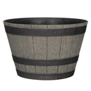 L&G 12 in. H X 19 in. W X 19 in. D X 19 in. D Polyresin Whiskey Barrel Planter Oak