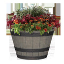 L&G 12 in. H X 19 in. W X 19 in. D X 19 in. D Polyresin Whiskey Barrel Planter Oak