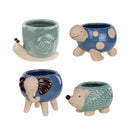 Avera Products Ceramic Animal Succulent Pot Assorted, Pack of 12