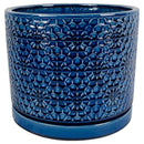 Border Concepts 10 in. D Ceramic Amelia Flower Pot Blue
