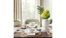 16-Piece Beaded Rim Porcelain Dinnerware Set - White