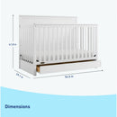 Sasha 5-in-1 Convertible Crib with Drawer - White