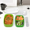 Stackable Lunch Box Container with Built-in Flatware - Green