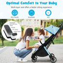 Portable Baby Stroller One-Hand Fold Pushchair W/ Aluminum Frame Blue