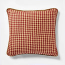 20"x20" Gingham and Velvet Reverse Throw Pillow Red