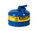 Justrite 2.5 Gallon Steel Safety Can for Kerosene, Type I, Flame Arrester, Blue (7125300)