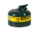 Justrite 2.5 Gallon Steel Safety Can for Oil, Type I, Flame Arrester, Green (7125400)