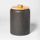 Medium Stoneware Tilley Food Storage Canister with Wood Lid - Black