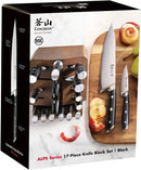 Alps Series German Steel Forged 17-Piece Knife Block Set, Acacia (Black)