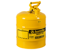 Justrite 5 Gallon Steel Safety Can for Diesel, Type I, Flame Arrester, Yellow (7150200)