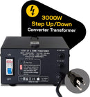ELC T-3000 Voltage Converter Transformer - Step Up/Down - 110v to 220v / 220v to 110v Power Converter - Circuit Breaker Protection, CE Certified [3-Years Warranty]