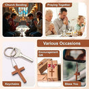 70 Pack Small Wooden Pocket Cross Charms Keychain – Natural Mini Wooden Cross Pendants for Church Prayer, Easter Gifts, Christian Crafts & DIY Decoration