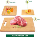 3-Piece Bamboo Cutting Board Set – Food-Grade Wooden Kitchen Chopping Boards, Knife-Friendly, Lightweight with Hanging Hole