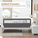 71 Inch Extra Long Swing Down Bed Guardrail With Safety Straps-Gray