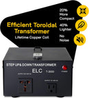 ELC T-3000 Voltage Converter Transformer - Step Up/Down - 110v to 220v / 220v to 110v Power Converter - Circuit Breaker Protection, CE Certified [3-Years Warranty]