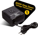 ELC 300 Watt Voltage Converter Transformer Heavy Duty Compact - Step Down - 220/240 to 110/120 Volt - Light Weight - Travel - For Hair Straightener, Toothbrush, TVs, Laptops, Chargers