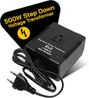ELC 500 Watt Voltage Converter Transformer Heavy Duty Compact - Step Down - 220/240 to 110/120 Volt - Light Weight - Travel - for Hair Straightener, Toothbrush, TVs, Laptops, Chargers