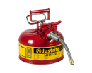 Justrite 1 Gallon, 5/8" Metal Hose, Steel Safety Can for Flammables, Type II, AccuFlow, Red (7210120)