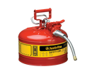Justrite 2.5 Gallon, 5/8" Metal Hose, Steel Safety Can for Flammables, Type II, AccuFlow™, Red (7225120)