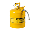 Justrite 5 Gallon, 5/8" Metal Hose, Steel Safety Can for Diesel, Type II, AccuFlow™, Yellow (7250220)