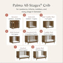 Palma 8-in-1 Convertible All-Stages Crib with Bassinet & Toddler Bed Kits - Natural Walnut
