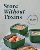 Small Ceramic Coated Glass Food Storage Container - Sage