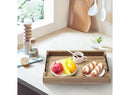 Acacia Wood Serving Tray with Metal Handles - 17 Inch