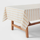 60" x 84" Cotton Striped Tablecloth Yellow