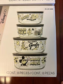 Disney 100 Years of Mickey & Minnie Mouse 8-Piece Decorated Glass Food Storage Set