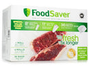 FoodSaver Vacuum Sealer Roll Combo Pack - 8" x 20" (1 Roll) & 11" x 16" (4 Rolls) with 36 Quart Bags