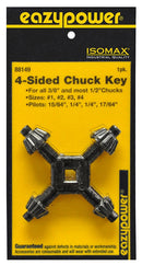 Eazypower 88149 4-Way Chuck Key, #1, #2, #3, #4 Chuck Key, 1/4, 15/64, 17/64 in Pilot, Pack of 6
