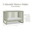 Nantucket 3-in-1 Convertible Crib with Toddler Bed Conversion Kit - French Sage