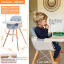 3-In-1 Convertible Wooden High Chair - Blue