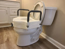 4.5" Raised Toilet Seat with Armrests, for Elongated and Round Toilets, Removable Handles, 300 lb Capacity