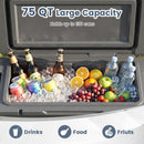 75 Quart Portable Hard Cooler With 6-Day Ice Retention and Wheels-Gray