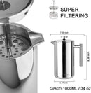 French Press Coffee Maker - Silver
