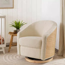 Madison Swivel Glider - Ivory Boucle and Cane/Light Wood Base