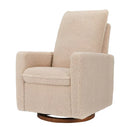 Cali Pillowback Swivel Glider in Chai Shearling w/ Dark Wood Base