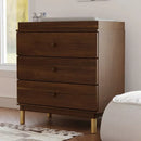 Gelato 3-Drawer Changer Dresser - Natural Walnut/Gold Feet