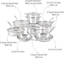16pcCopper Core 5-Ply Stainless Steel Cookware Set - Silver