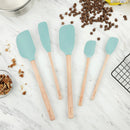 Tovolo 5pc Silicone and Wood Handle Spatula Set Aqua