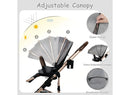 Roc 1 Reversible Folding Baby Stroller, High Landscape, Adjustable Canopy, Anti-Shock, 5-Point Harness, Cup Holder, Dark Grey